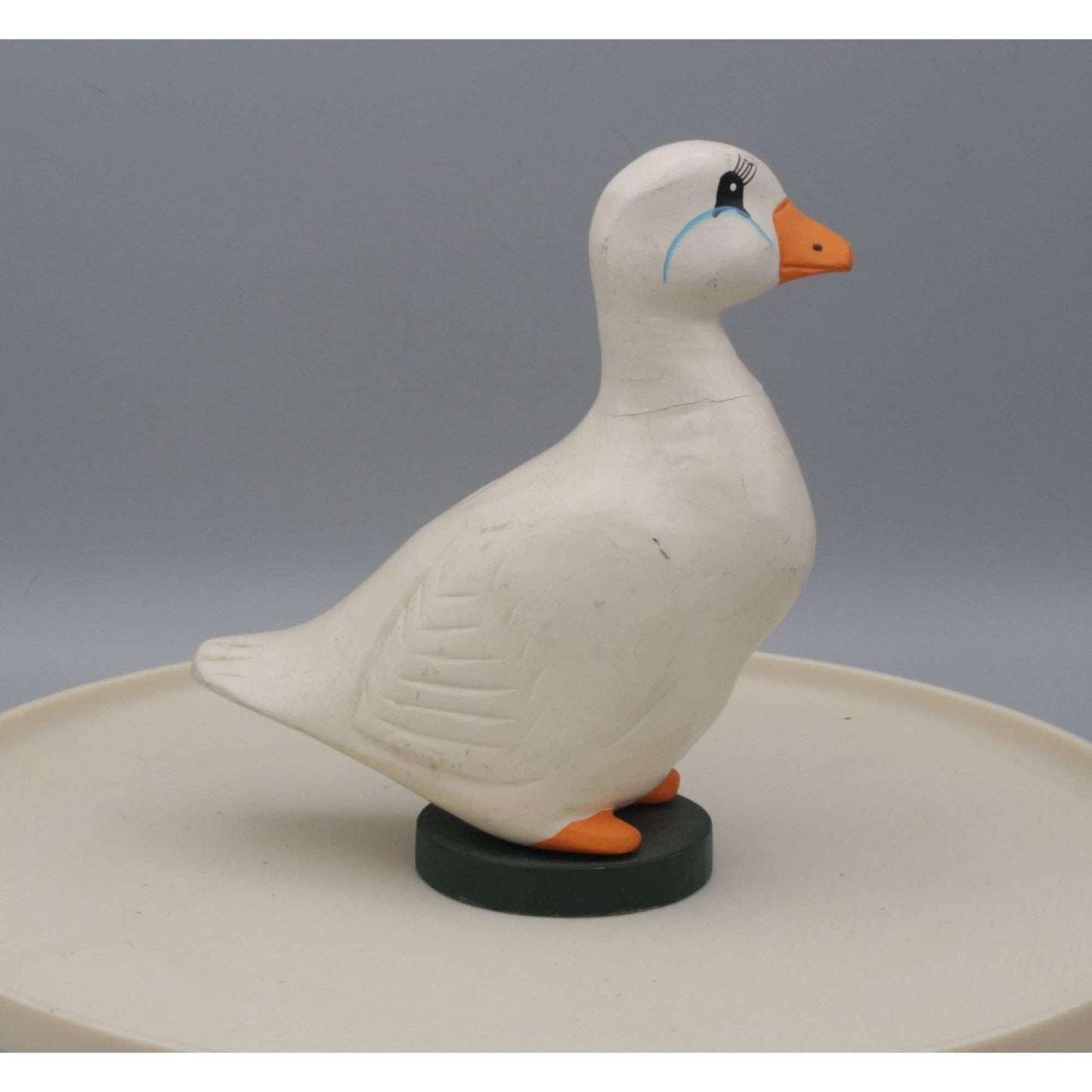 Vintage Wooden Hand Painted White Pekin Duck Figurine