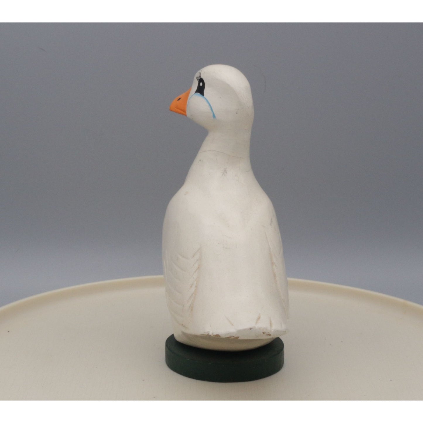 Vintage Wooden Hand Painted White Pekin Duck Figurine