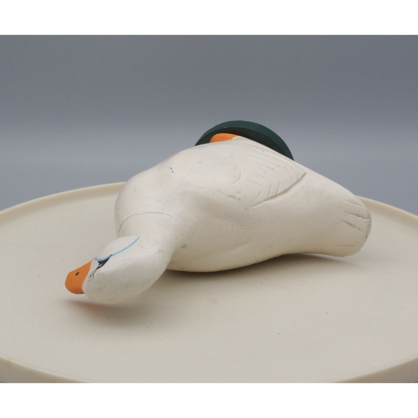 Vintage Wooden Hand Painted White Pekin Duck Figurine