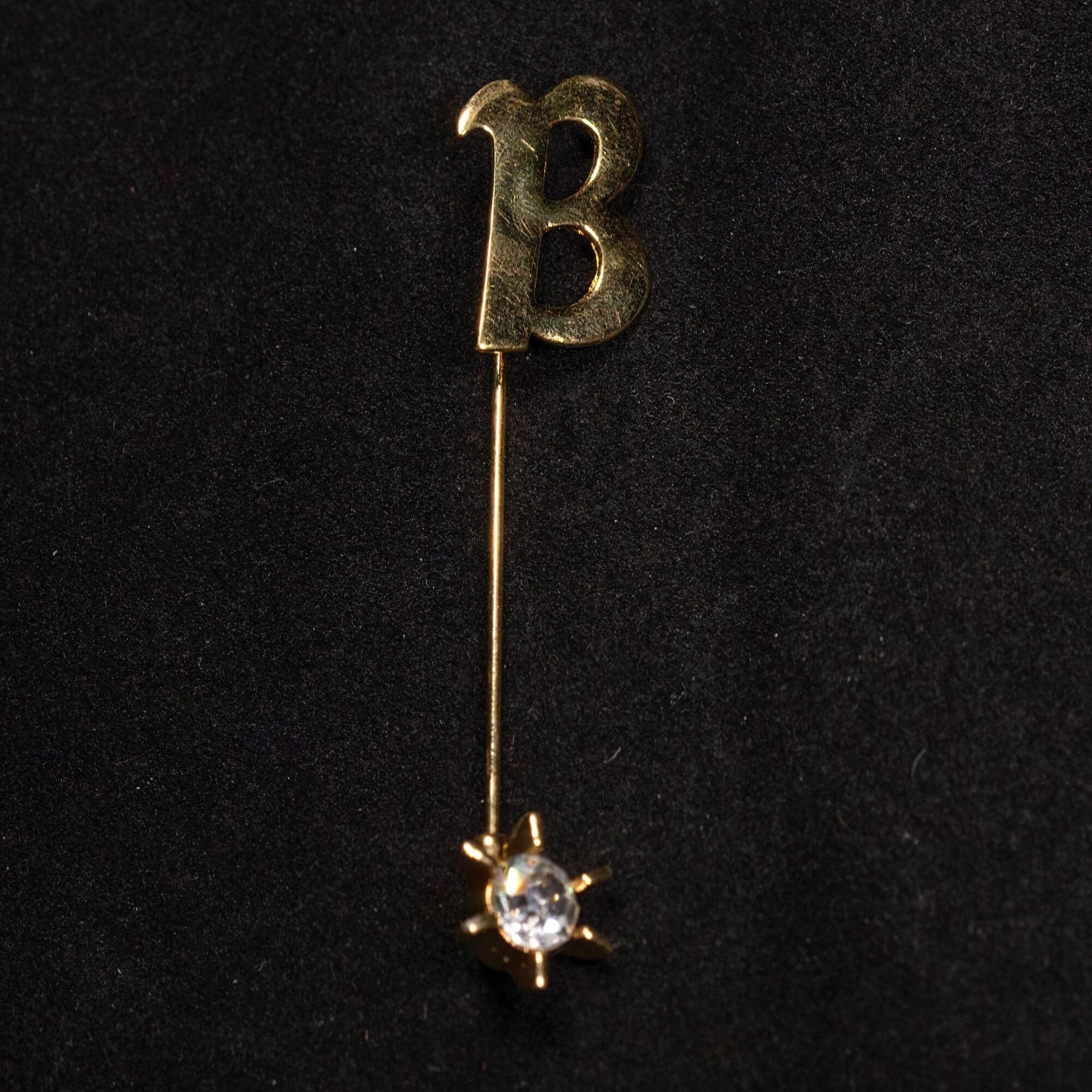 Vintage Letter Initial B Stick Pin Gold Toned Brooch