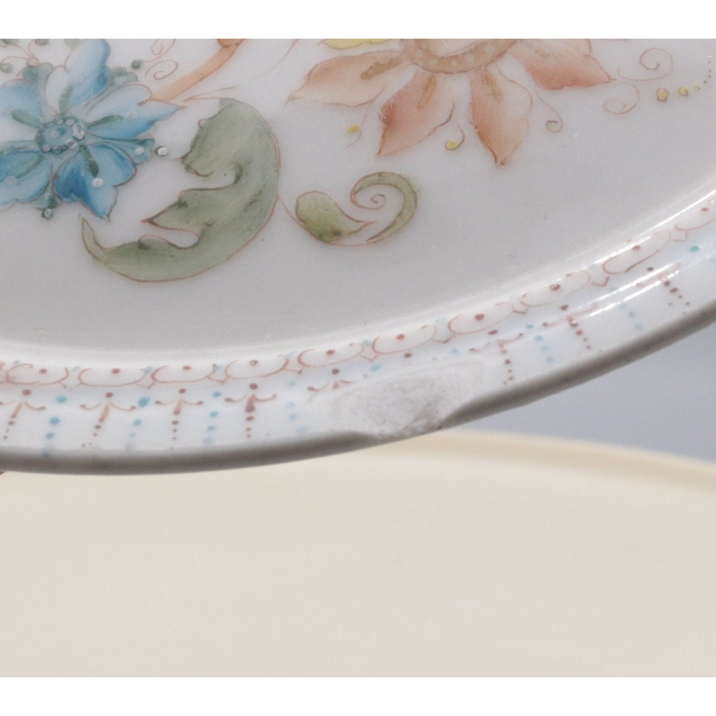 Antique 1890s Victorian Hand Painted Haviland Limoges Footed Dish Floral AS IS