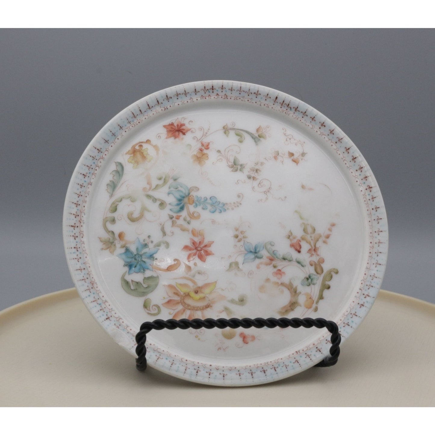 Antique 1890s Victorian Hand Painted Haviland Limoges Footed Dish Floral AS IS