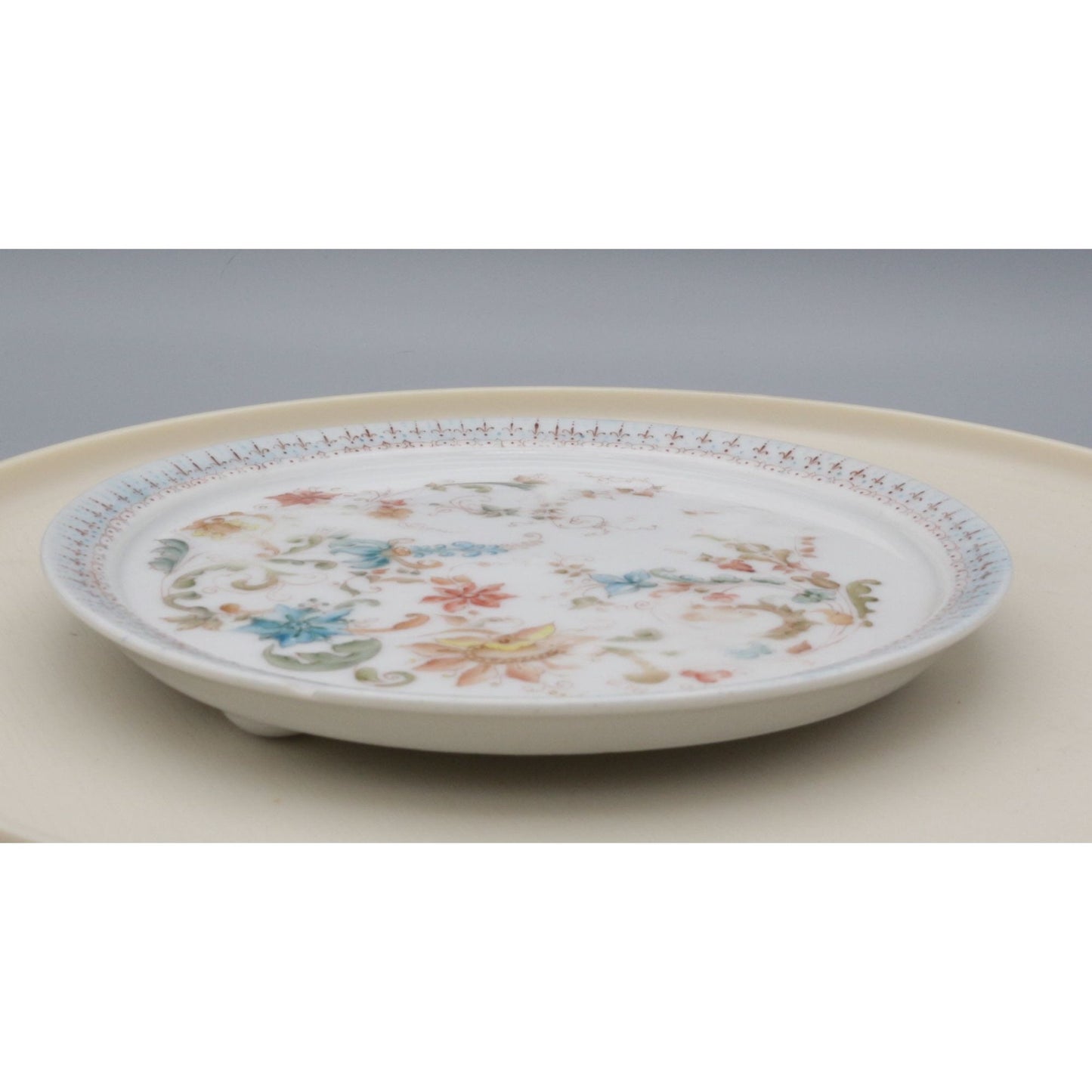 Antique 1890s Victorian Hand Painted Haviland Limoges Footed Dish Floral AS IS