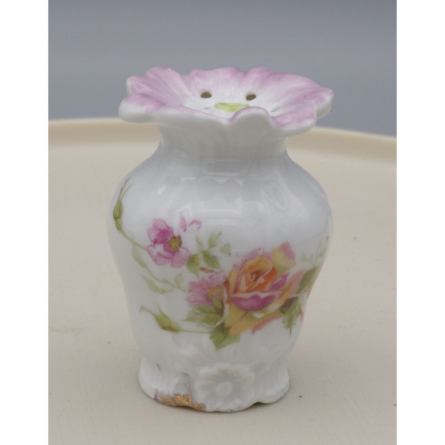 Vintage Floral Porcelain Salt Shaker Figural Flower Shaped