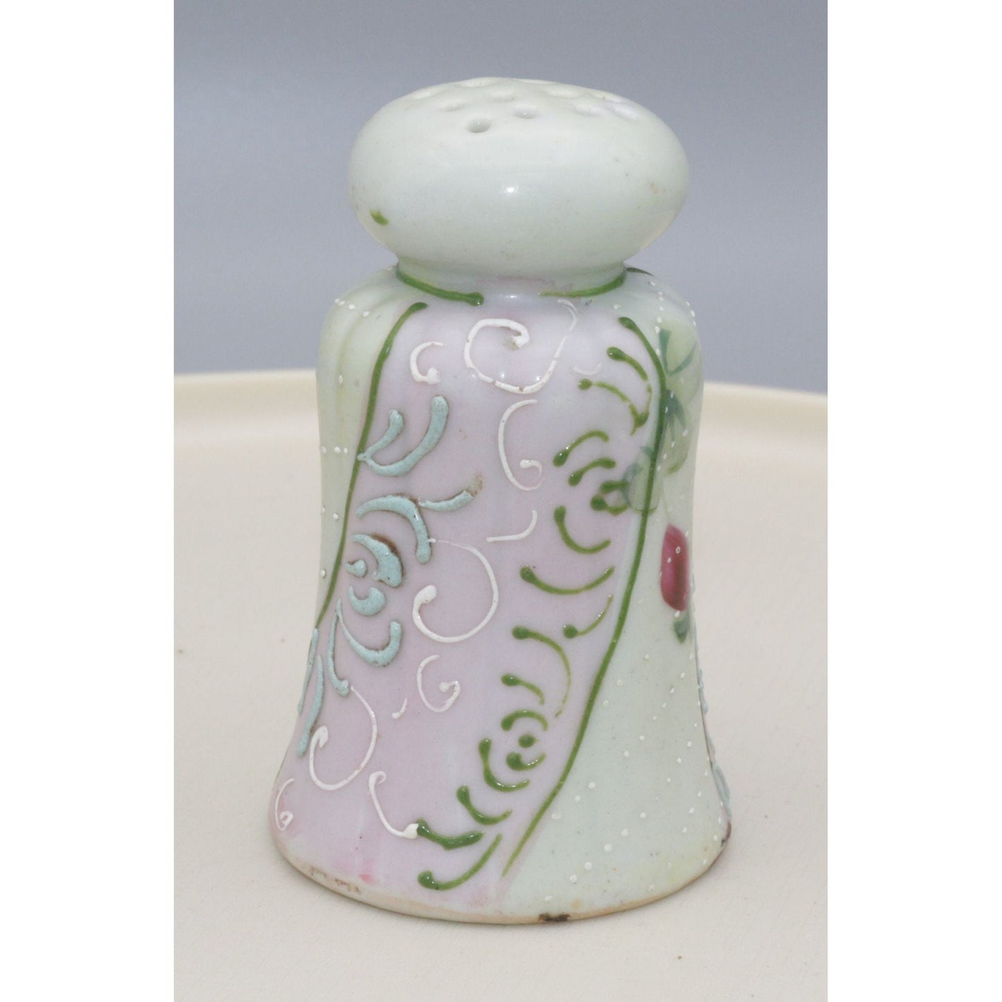 Vintage Hand Painted Ceramic Floral Pink and Green Shaker Japan