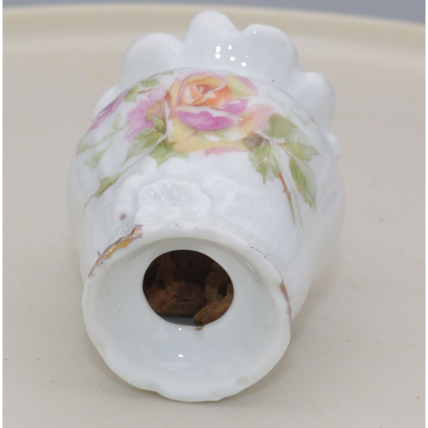 Vintage Floral Porcelain Salt Shaker Figural Flower Shaped