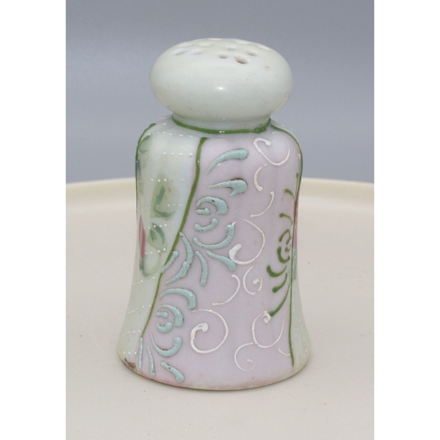 Vintage Hand Painted Ceramic Floral Pink and Green Shaker Japan