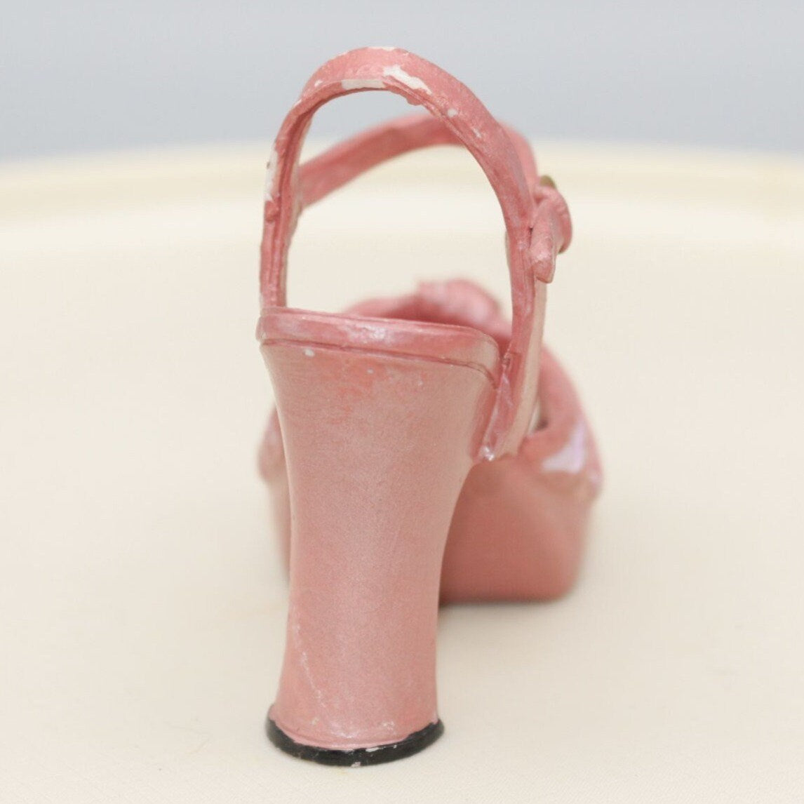 Miniature Shoe Figurine Pink Strappy Sandle Resin