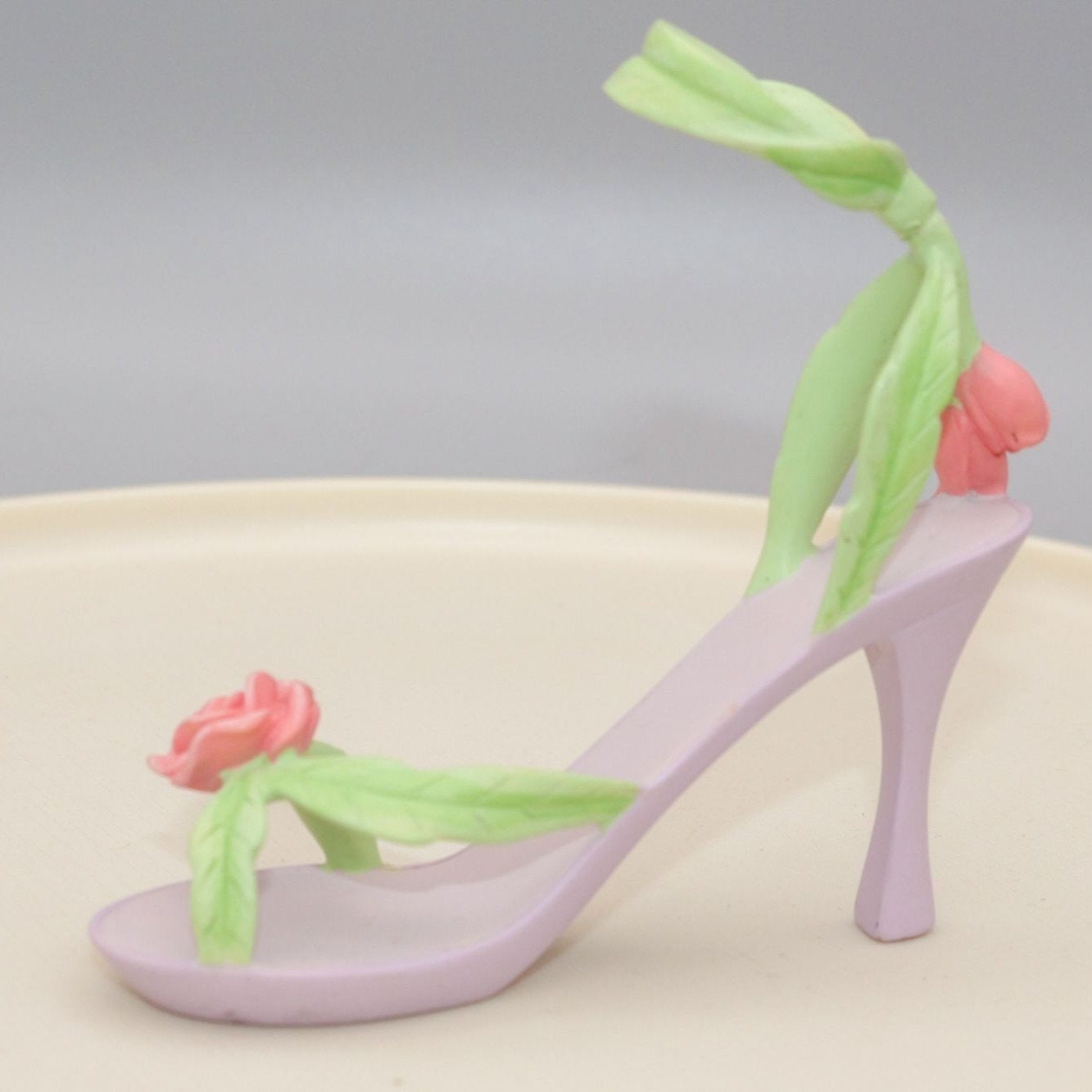 Avon Miniature Shoe Figurine Roses Strappy Sandal Heel AS IS