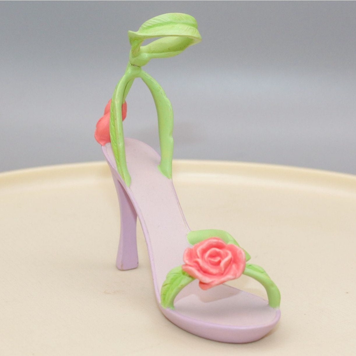 Avon Miniature Shoe Figurine Roses Strappy Sandal Heel AS IS