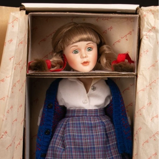 Vintage 1990s Danbury Mint Precious Childhood Moments School Time Porcelain Doll NIB