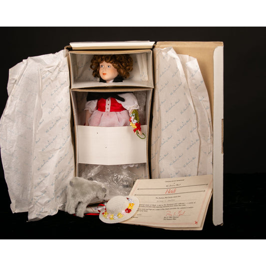 Vintage 1990s Danbury Mint Heidi Porcelain Doll New In Box Storybook Collection