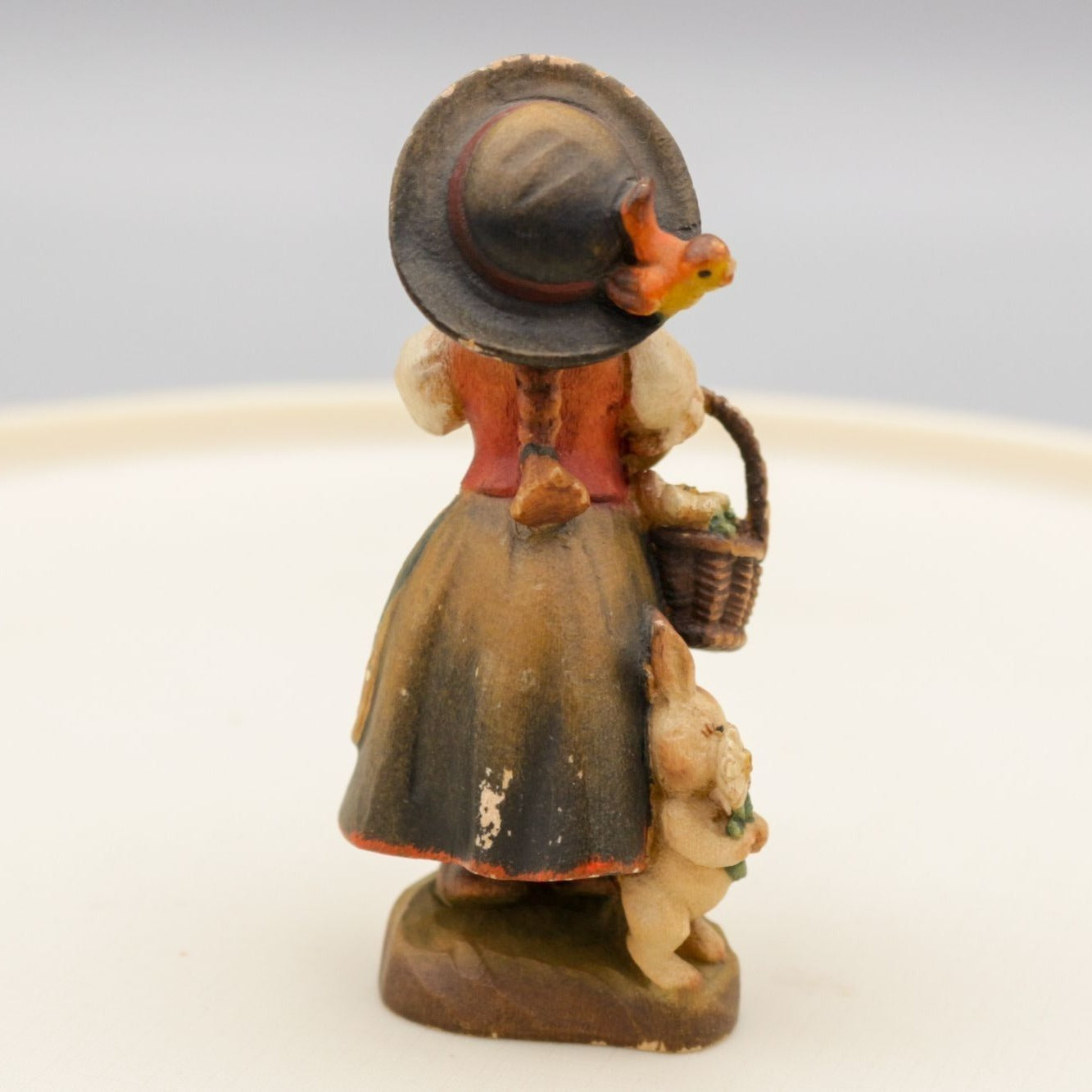 Vintage ANRI Ferrandiz Italy Wooden Hand Carved Figurine Girl With Flowers