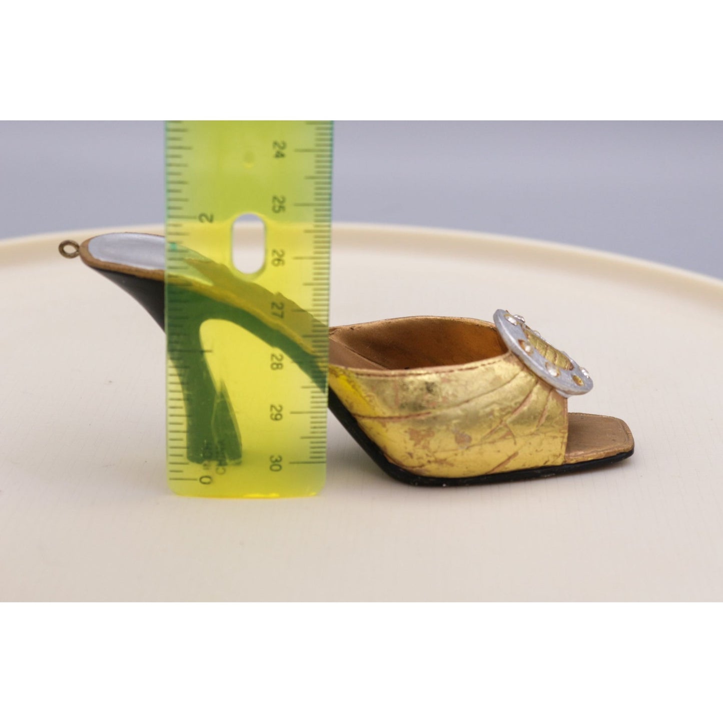 Miniature Shoe Figurine Ornament Gold Slip on Sandal