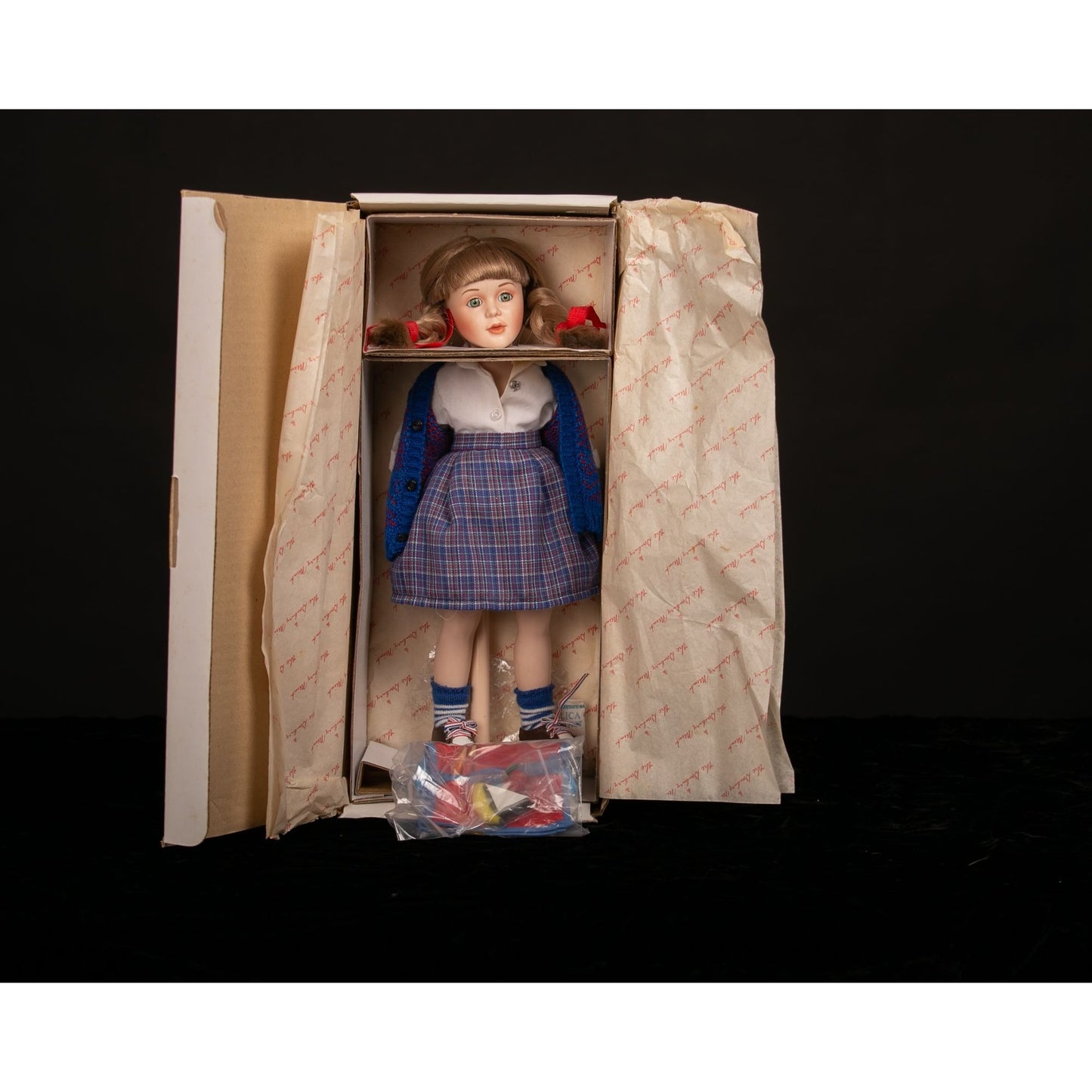 Vintage 1990s Danbury Mint Precious Childhood Moments School Time Porcelain Doll NIB