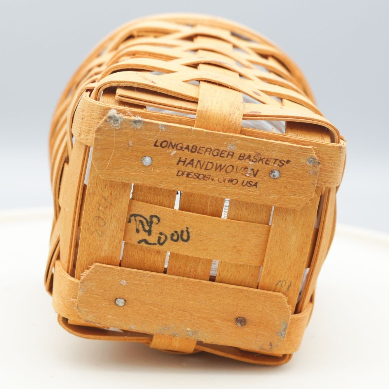 Longaberger Basket Planter Stamped and Signed Hand Woven