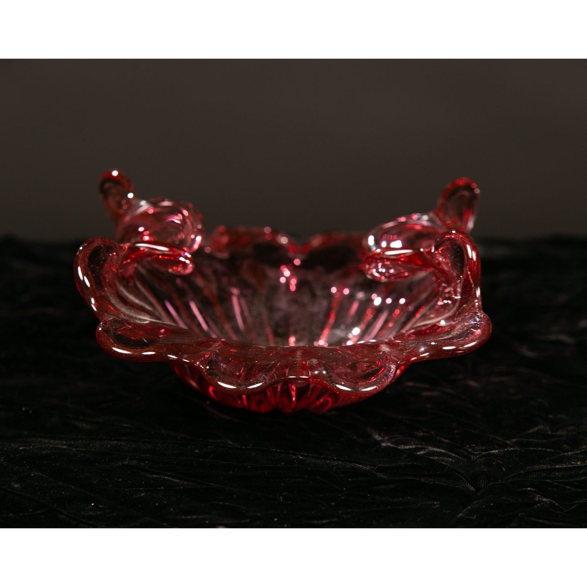 Vintage Blown Glass Console Bowl Raspberry Color