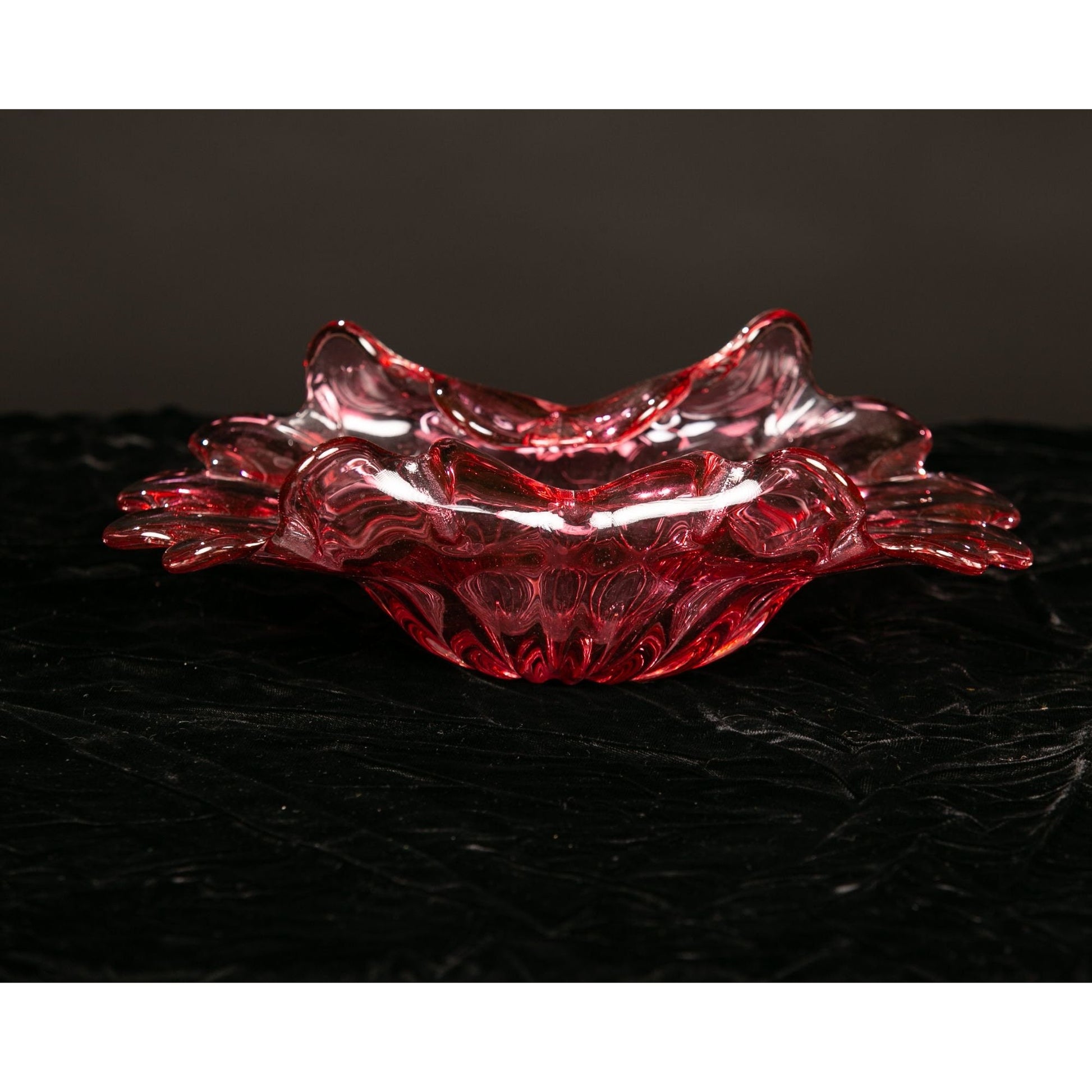 Vintage Blown Glass Console Bowl Raspberry Color