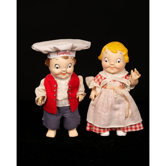 Vintage Campbell Soup Kids Vinyl Dolls Boy and Girl Set of 2