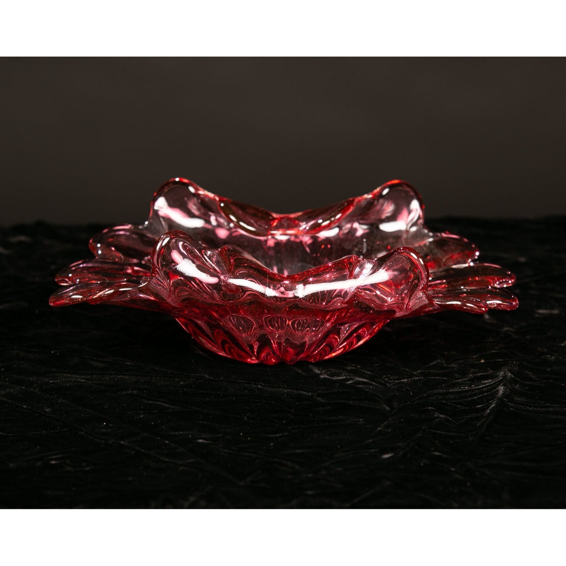 Vintage Blown Glass Console Bowl Raspberry Color