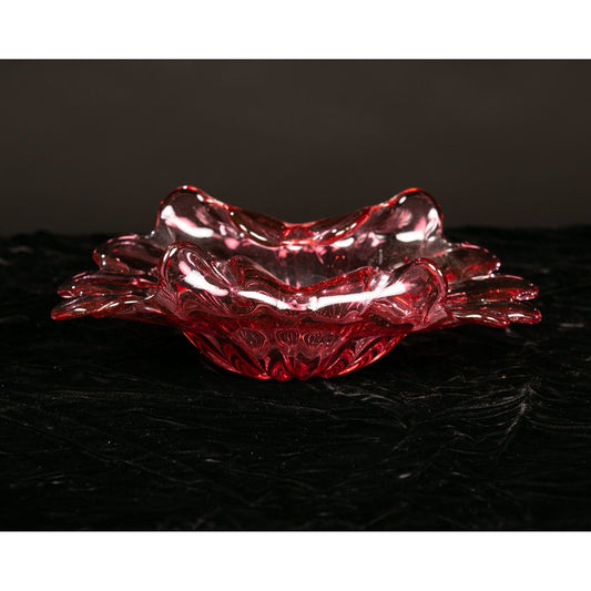 Vintage Blown Glass Console Bowl Raspberry Color
