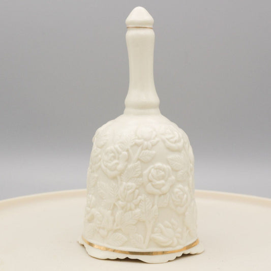Vintage Lenox Bell Rose Motif Ceramic 5.5" Tall White and Gold