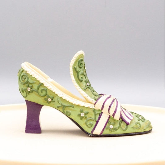 Home Interiors Shoe Figurine With Rhinestones Green and Purple