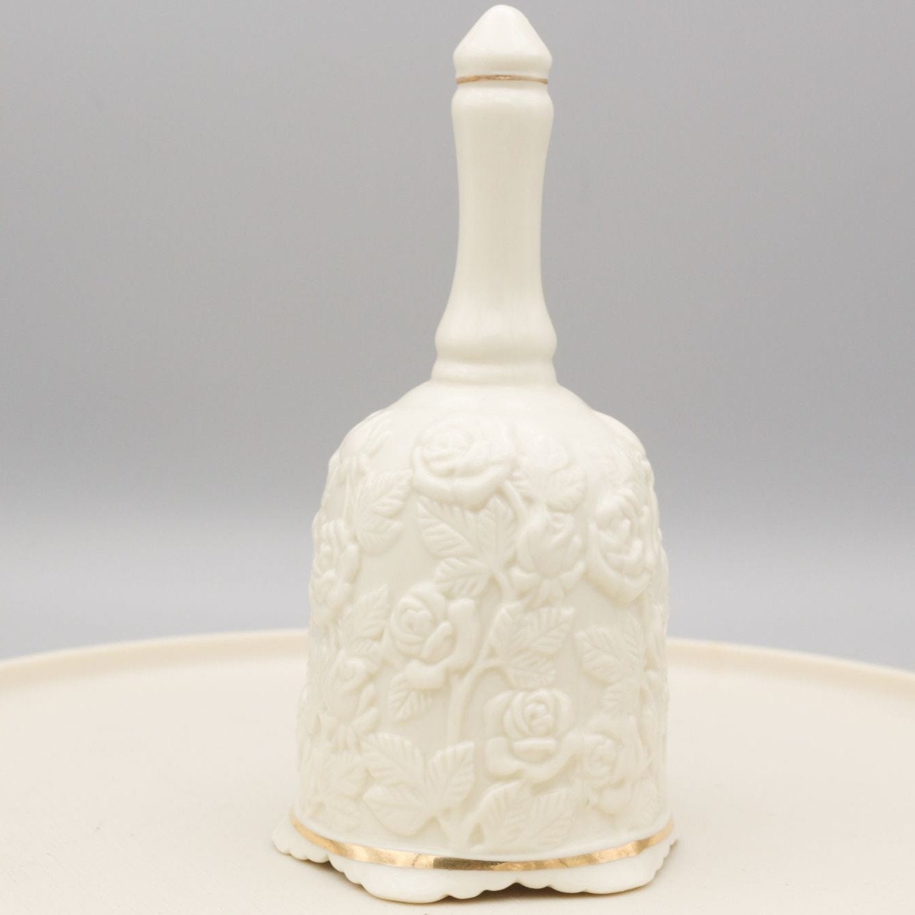 Vintage Lenox Bell Rose Motif Ceramic 5.5" Tall White and Gold