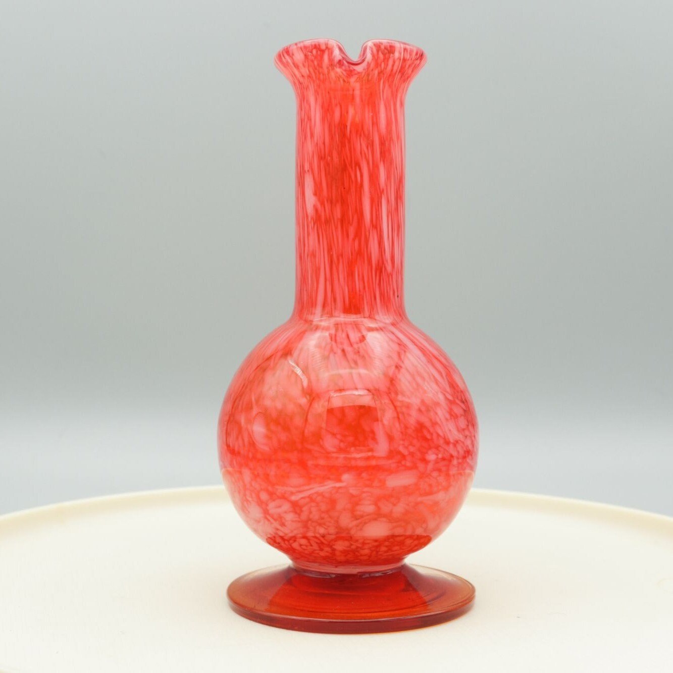 Vintage Wales Made in Japan Blown Glass Pitcher Red Orange