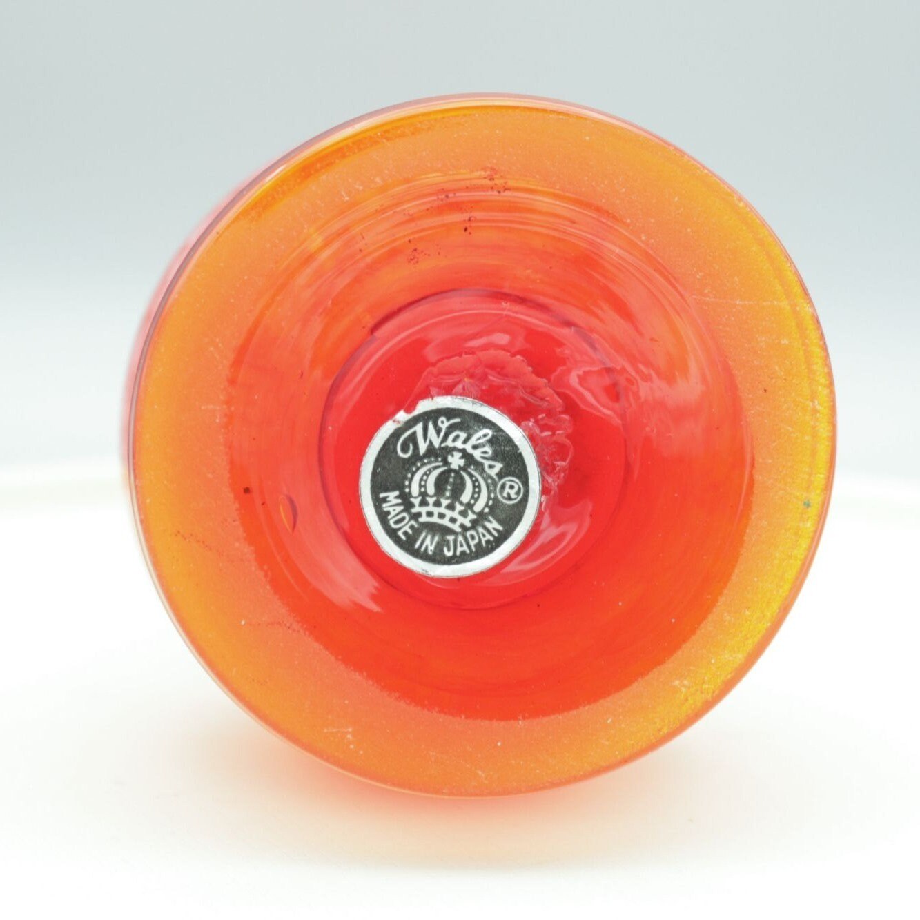 Vintage Wales Made in Japan Blown Glass Pitcher Red Orange