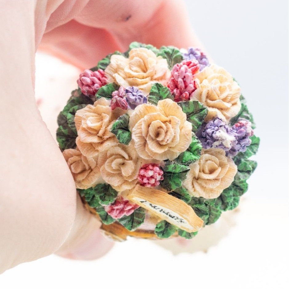 Miniature Resin Shoe Trinket Box January Floral Victorian Figurine