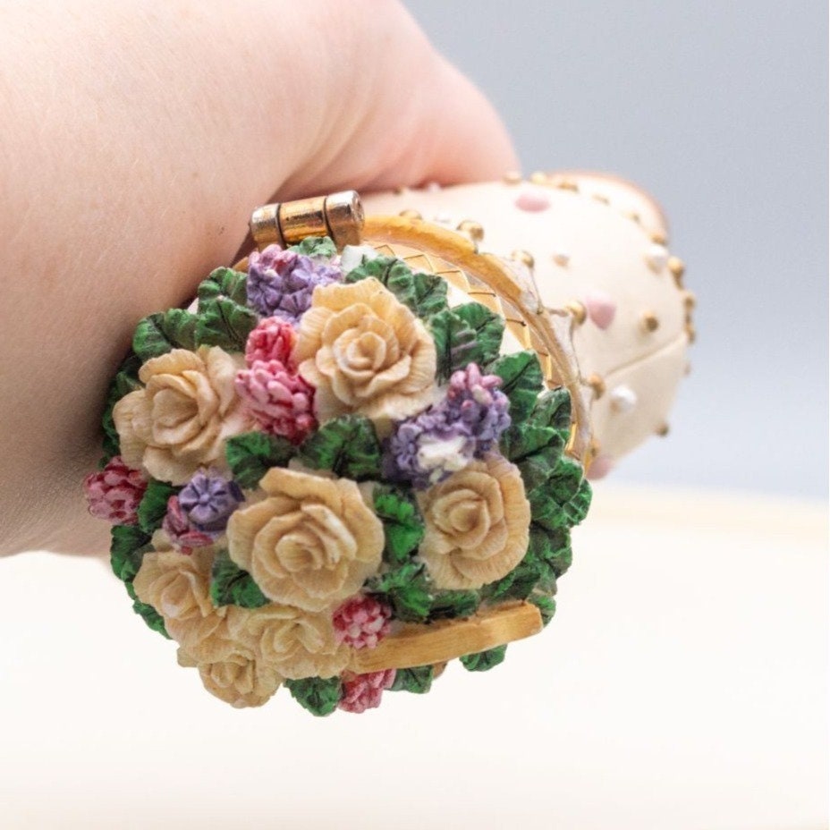 Miniature Resin Shoe Trinket Box January Floral Victorian Figurine