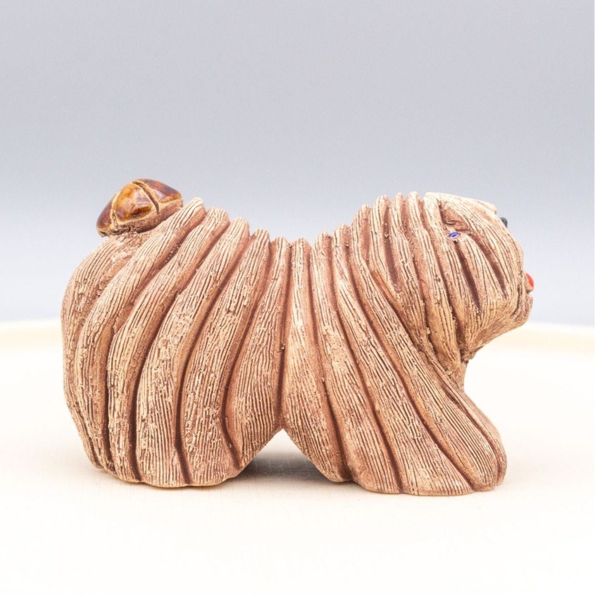 Vintage Komondor Sheep Dog Figurine Signed Ceramic