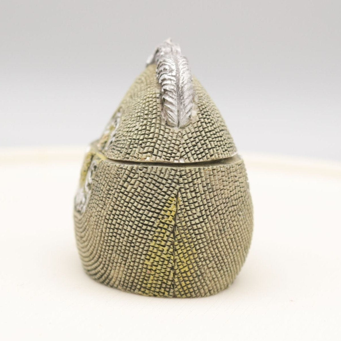 Vintage Beaded Purse Figural Trinket Box with Lid Resin