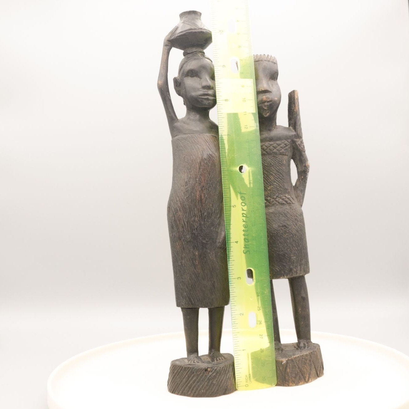 Vintage Carved Wooden African Figurines Set of Two