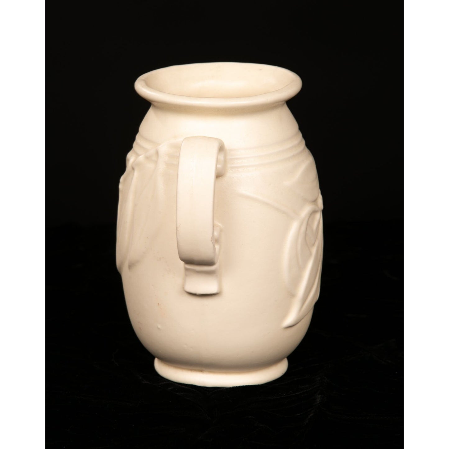 Vintage Hazel Atlas Matte White Ceramic Vase Leaf Motif
