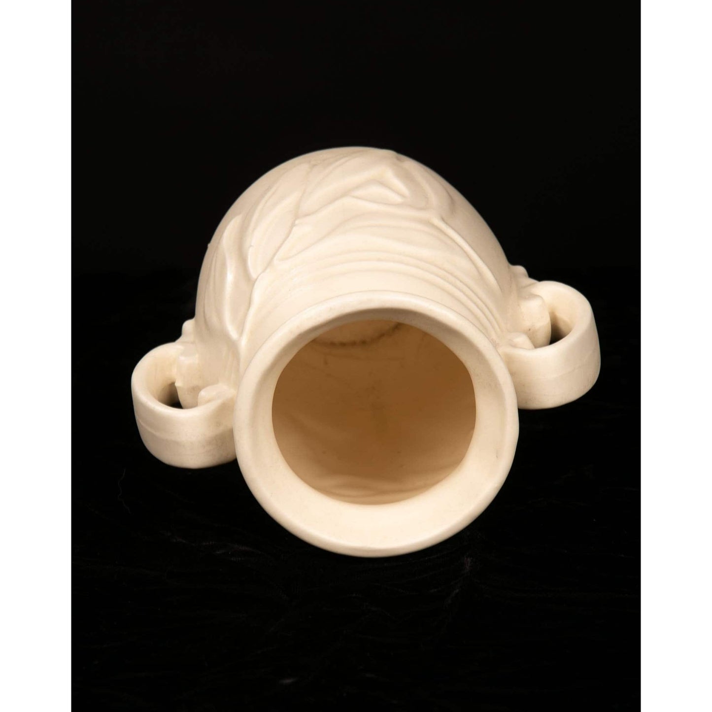 Vintage Hazel Atlas Matte White Ceramic Vase Leaf Motif