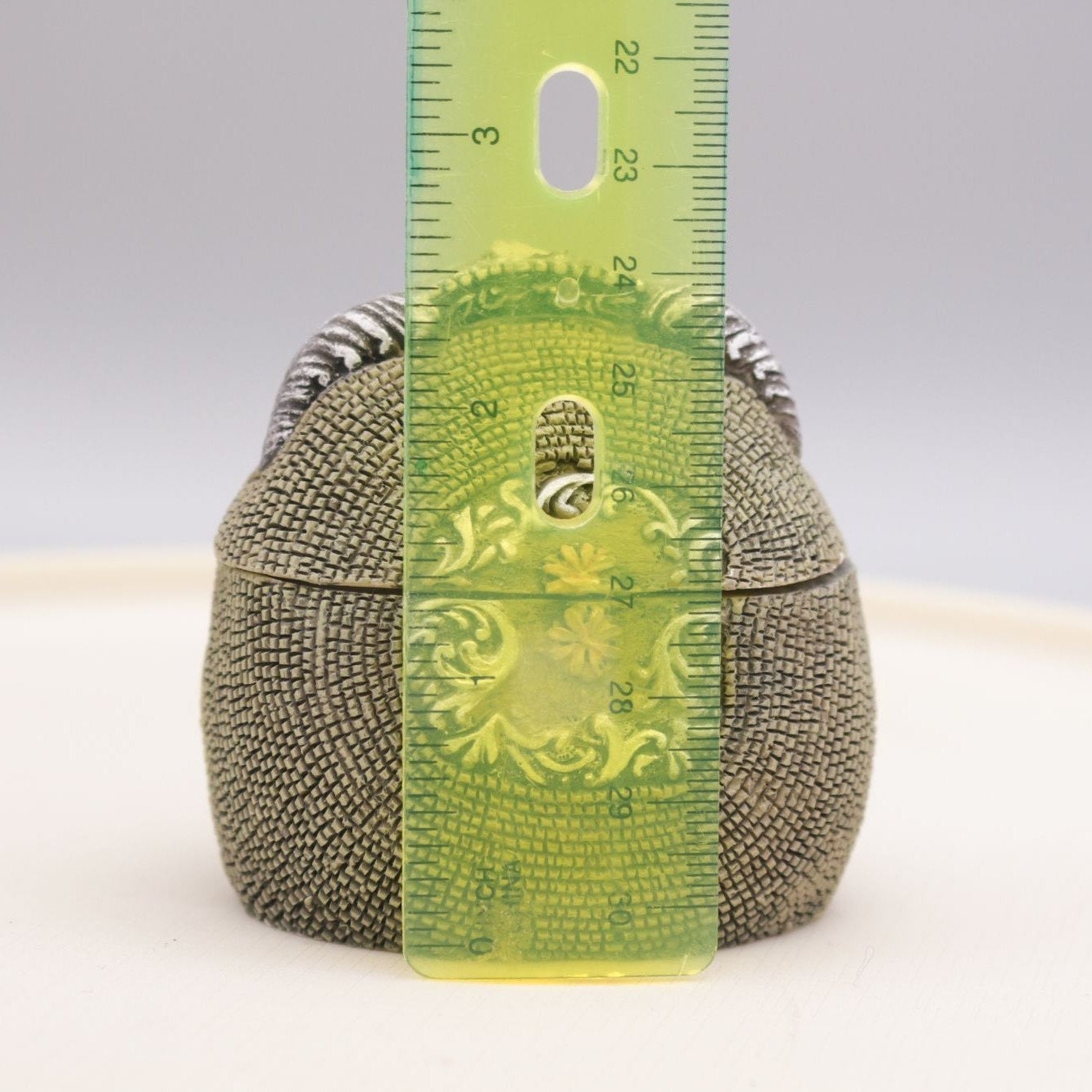 Vintage Beaded Purse Figural Trinket Box with Lid Resin