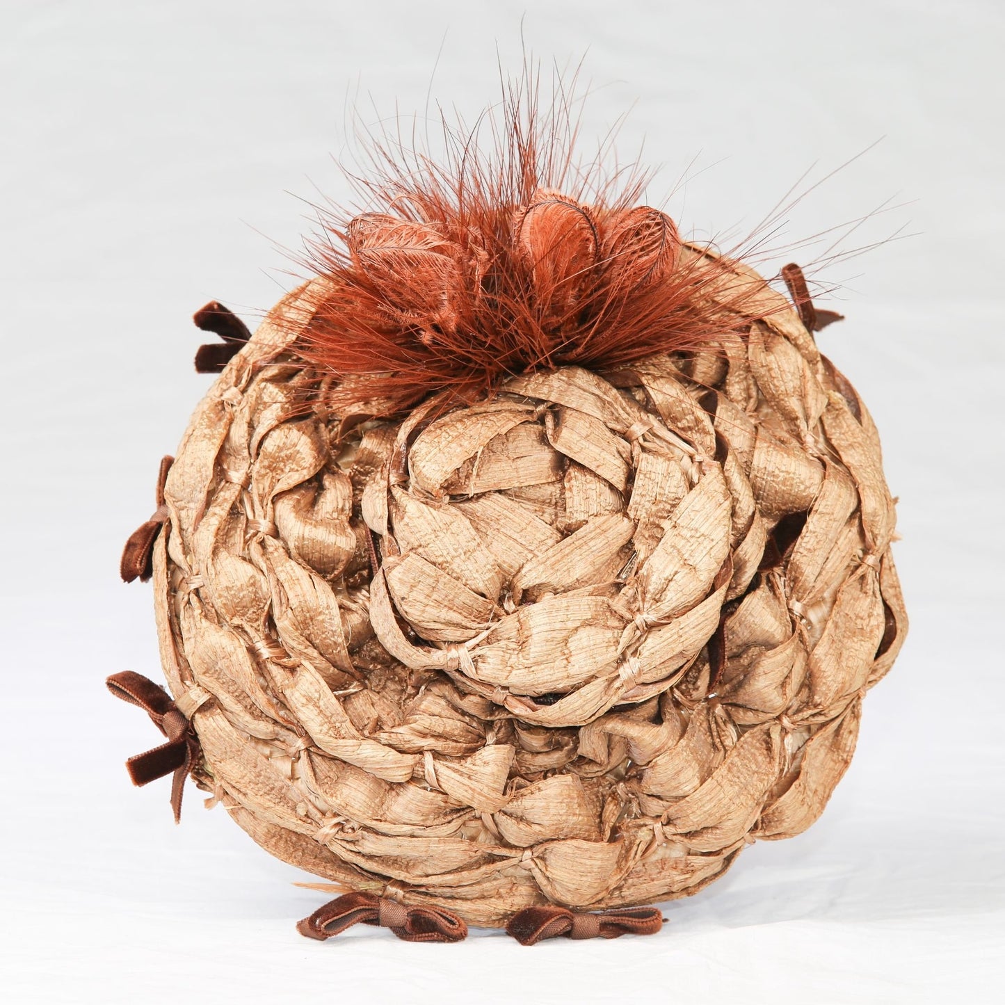 Vintage 40s Lady's Hat With Feathers Mushroom Shape