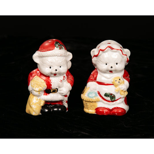Vintage Christmas Salt and Pepper Shaker Set Mr. and Mrs. Claus Bears