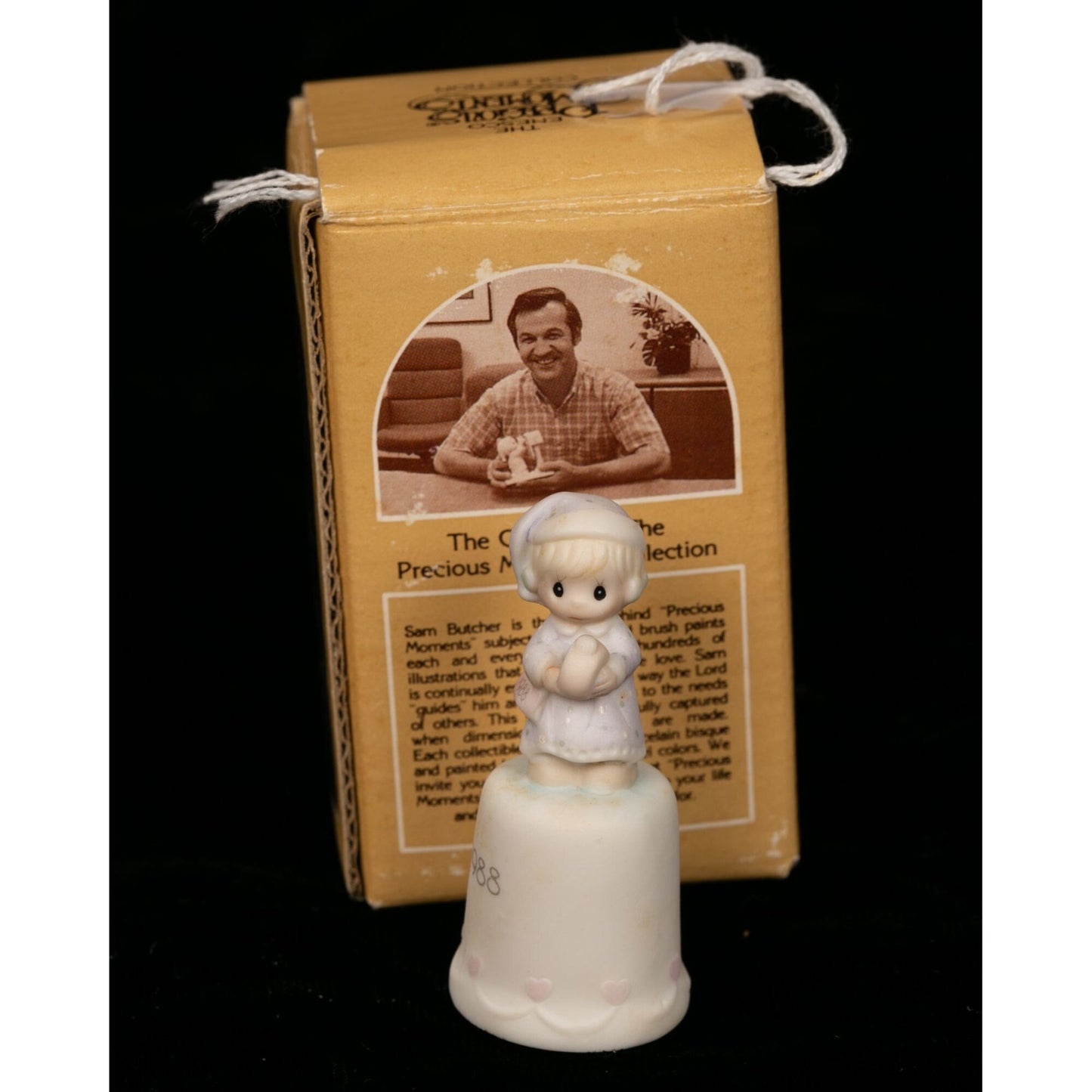 Vintage 1988 Precious Moments Time to Wish You a Merry Christmas Porcelain Thimble
