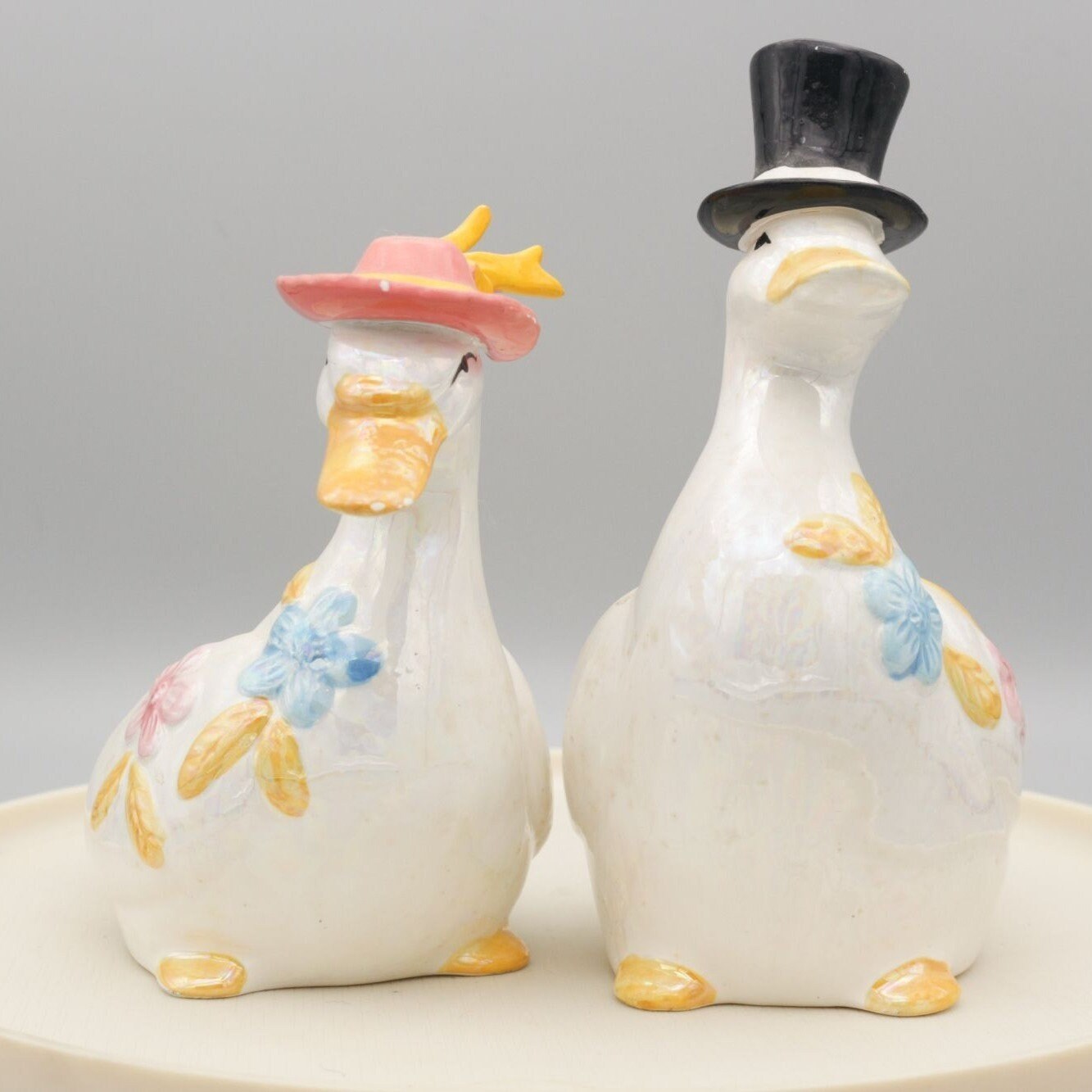 Vintage Ceramic Geese Couple Figurines Set of 2