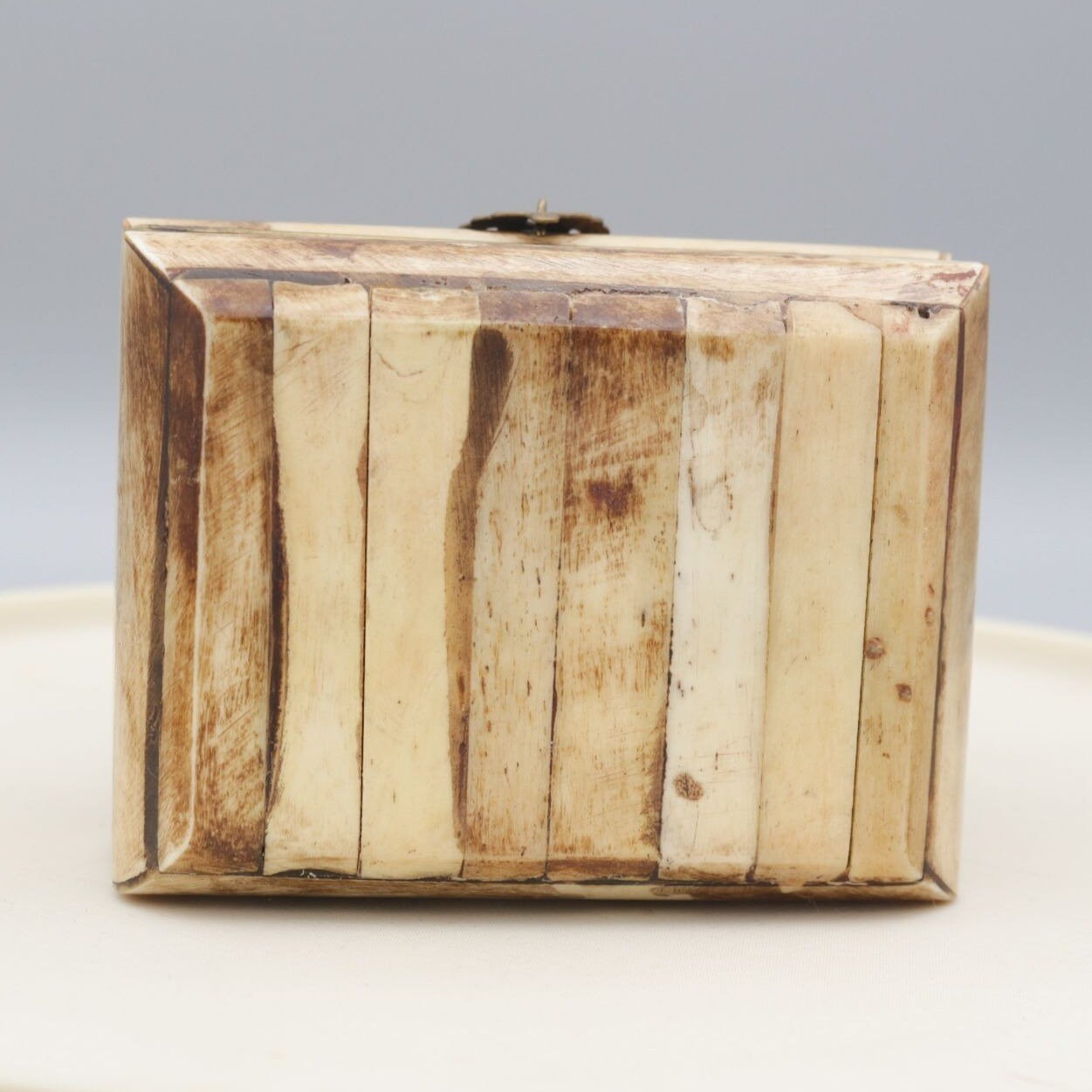 Vintage Handmade Camel Bone and Metal Decorative Trinket Box
