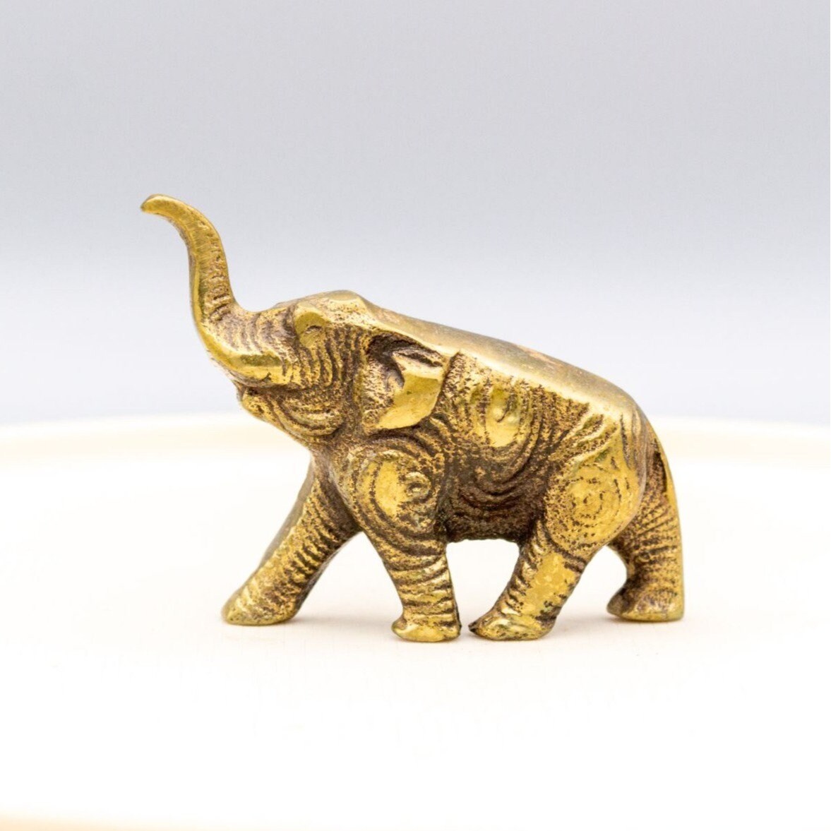 Vintage Solid Brass Elephant Figurine Small