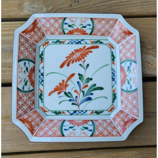 Vintage Noritake Japan Square Decorative Plate Hand Painted Flowers Signed