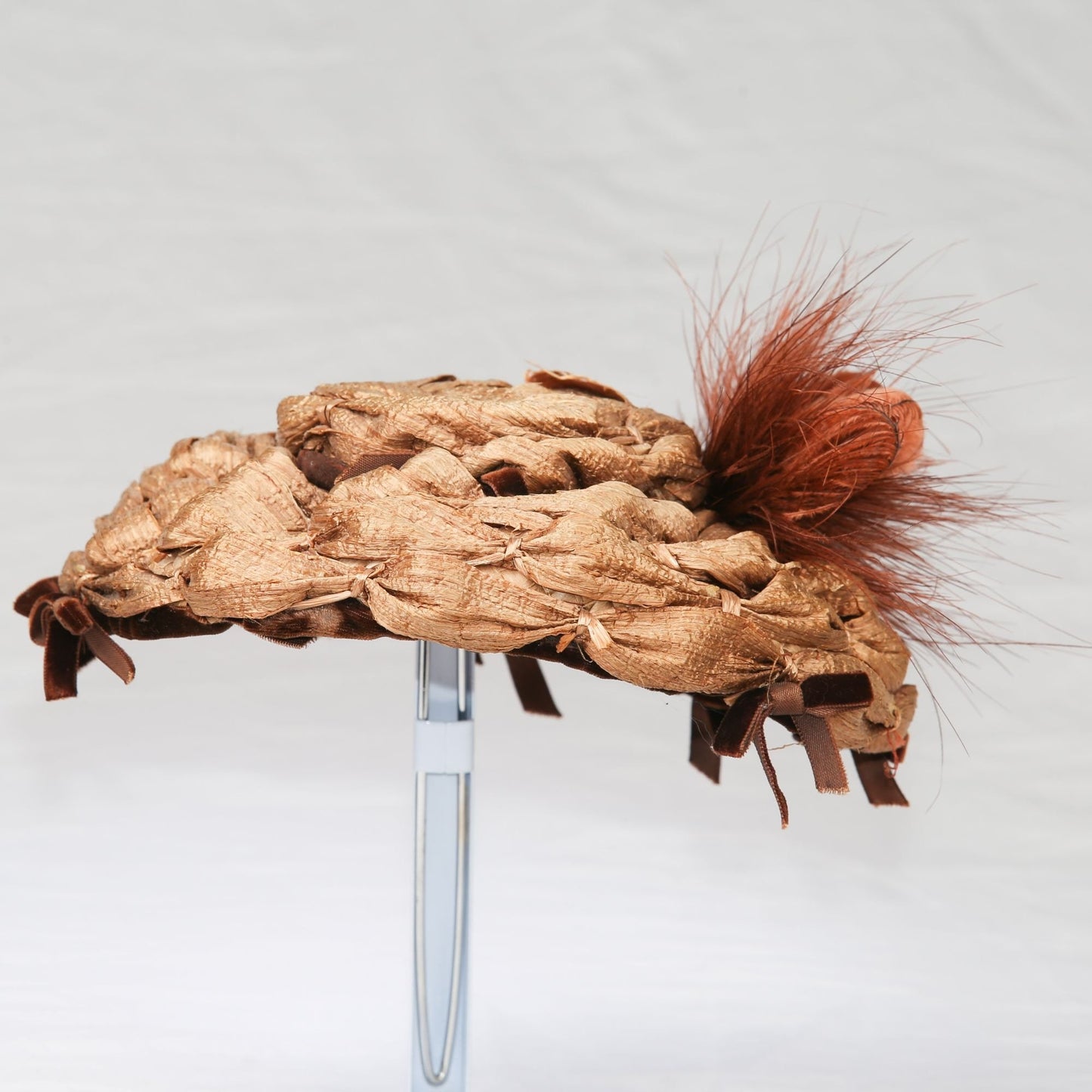 Vintage 40s Lady's Hat With Feathers Mushroom Shape