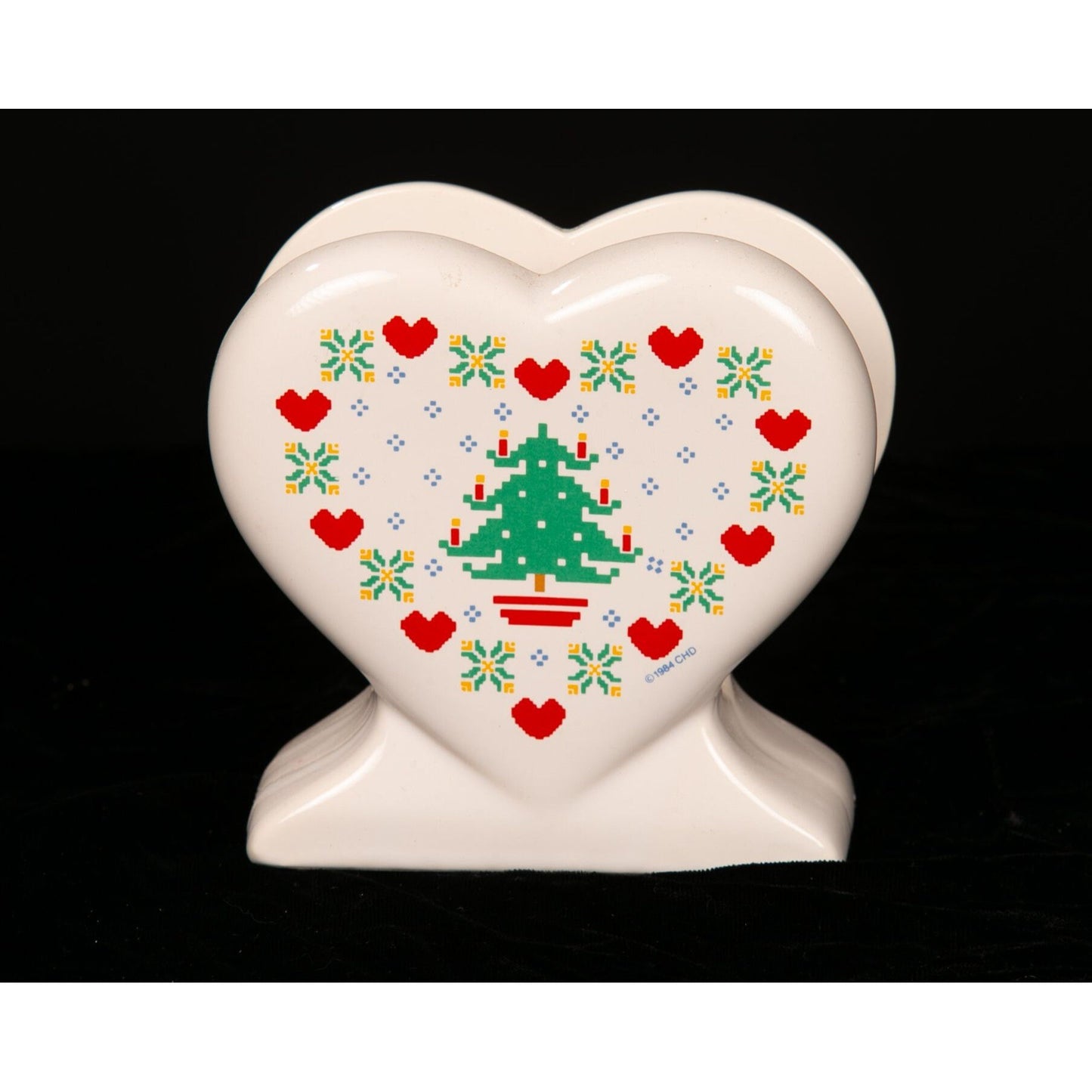 Vintage 1984 Treasure Craft Homespun Christmas Napkin Holder Ceramic