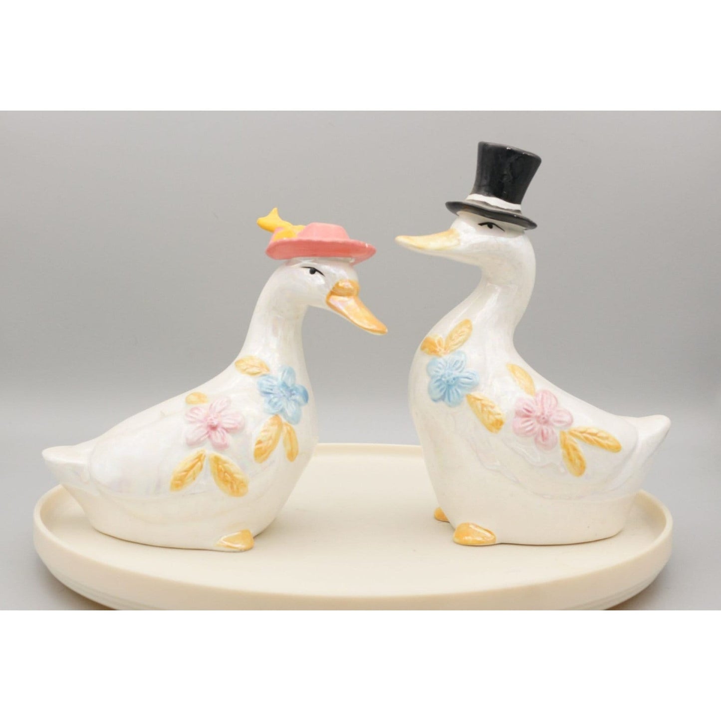 Vintage Ceramic Geese Couple Figurines Set of 2