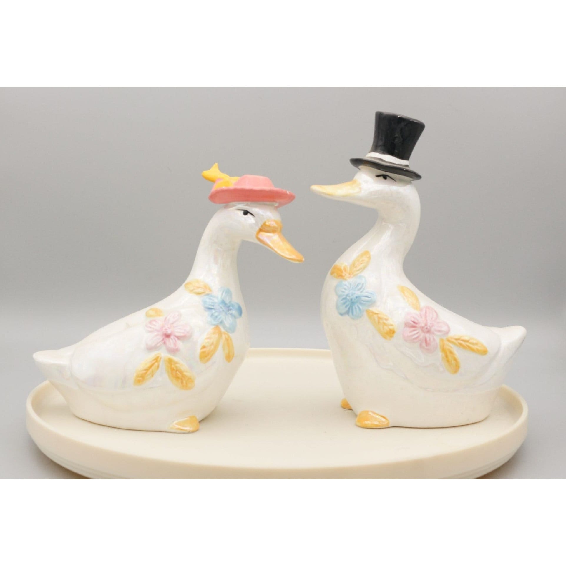 Vintage Ceramic Geese Couple Figurines Set of 2