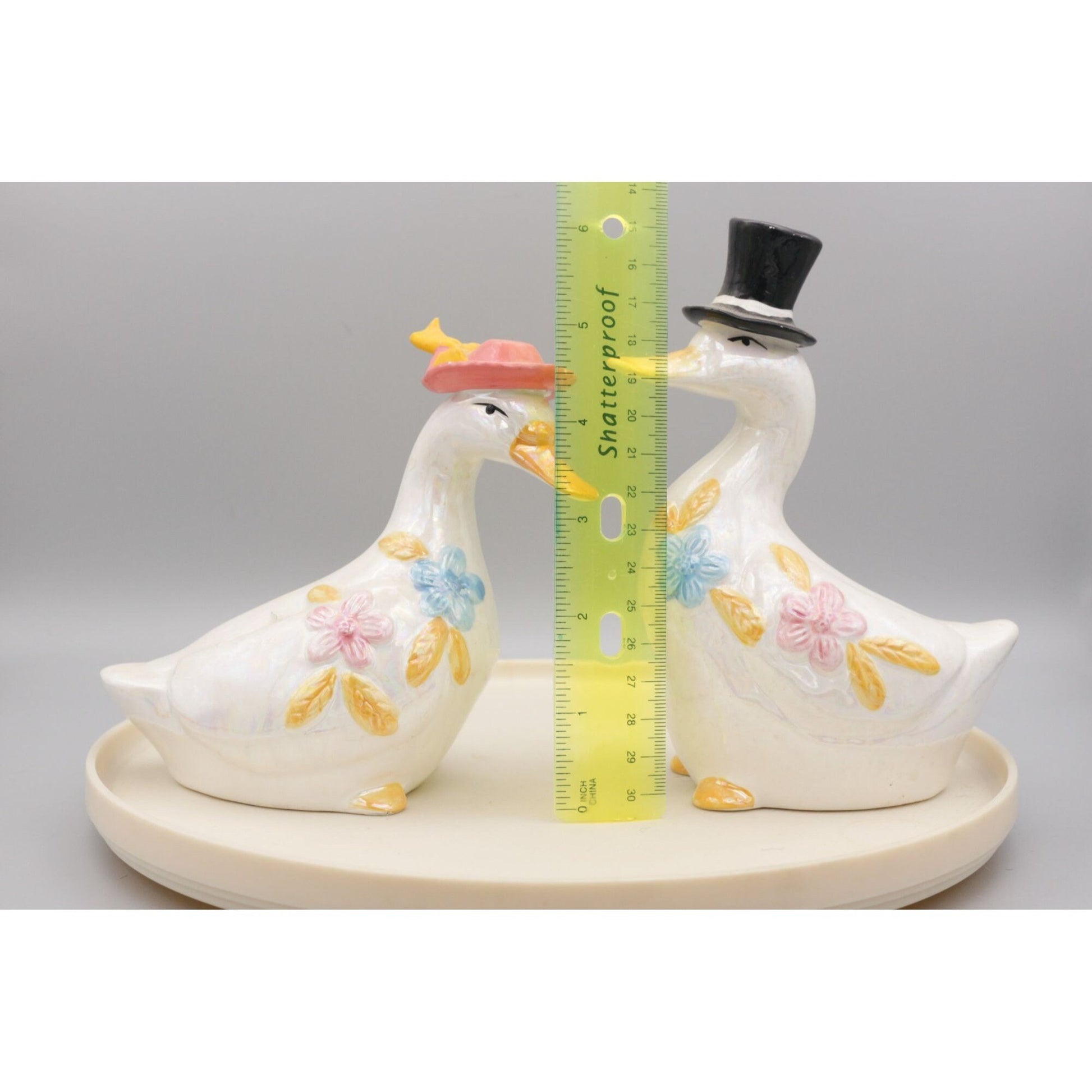 Vintage Ceramic Geese Couple Figurines Set of 2